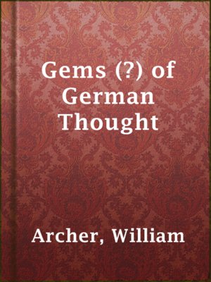 cover image of Gems (?) of German Thought